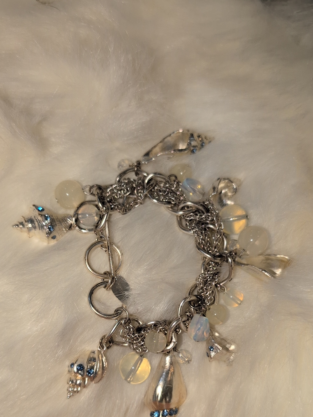 Vintage Multi Strand Silver Tone Coastal Charm Bracelet By Coldwater Creek